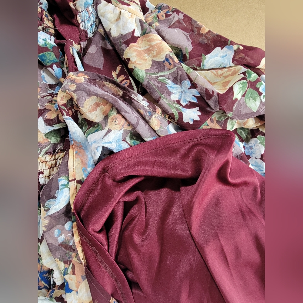 HALOGEN Floral long Sleeves Lined Multi Color Dress Size- Small - Picture 8 of 8